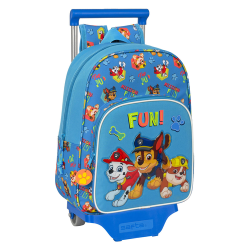 School Rucksack with Wheels The Paw Patrol Friendship Blue (26 x 34 x