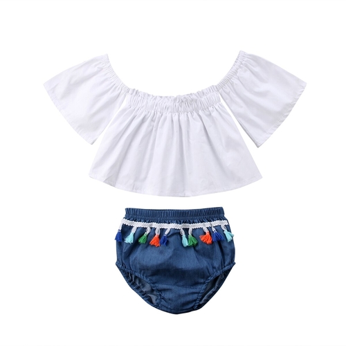 Newborn Baby Kids Girls Off Shoulder Crop Tops