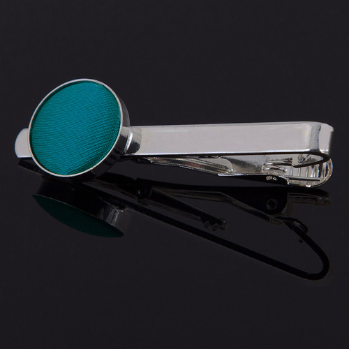 Plain Satin Tie Clip - Teal