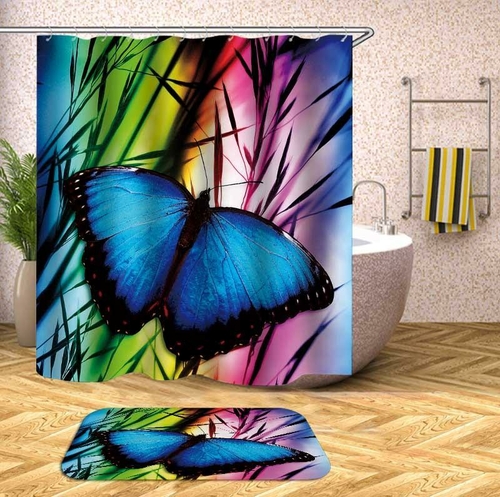 Butterfly Over The Rainbow Shower Curtain