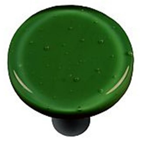 Hot Knobs HK1022-KRB Dark Forest Green Round Glass Cabinet Knob - Blac