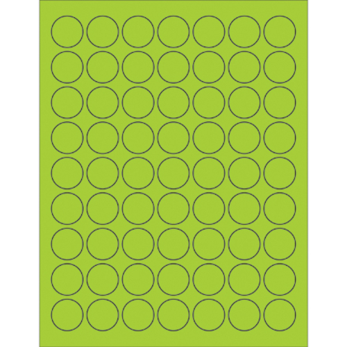 Box Partners LL191GN 1 in. Fluorescent Green Circle Laser Labels - Pac