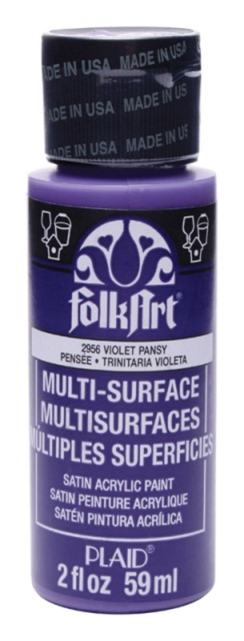 Plaid 2956 2 oz Multi-Surface Satin Acrylic Paint  Violet Pansy- pack 