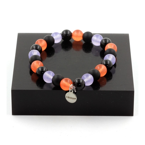 Orange Chalcedony+Black Agate+Lavender Chalcedony+Matte Black Onyx