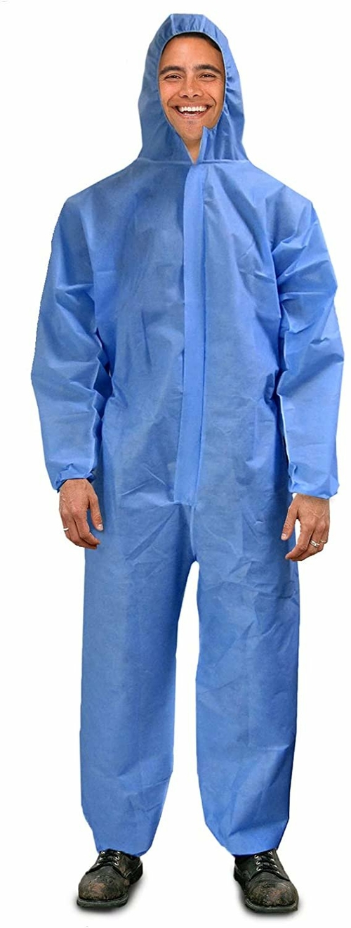 Disposable Coveralls Large Size. Pack of 25 Blue Polypropylene