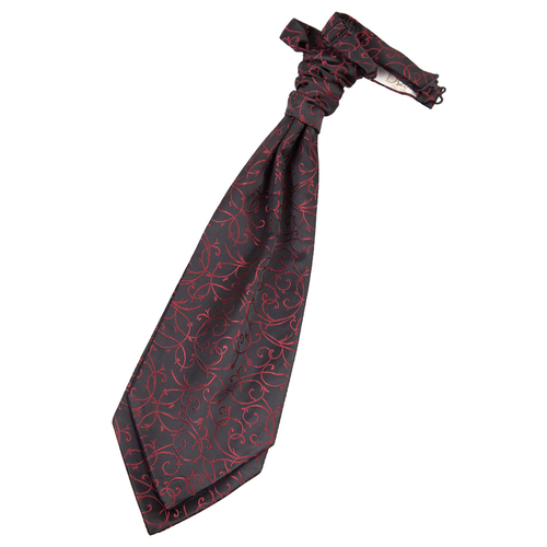 Swirl Pre-Tied Ruche Cravat - Black & Burgundy
