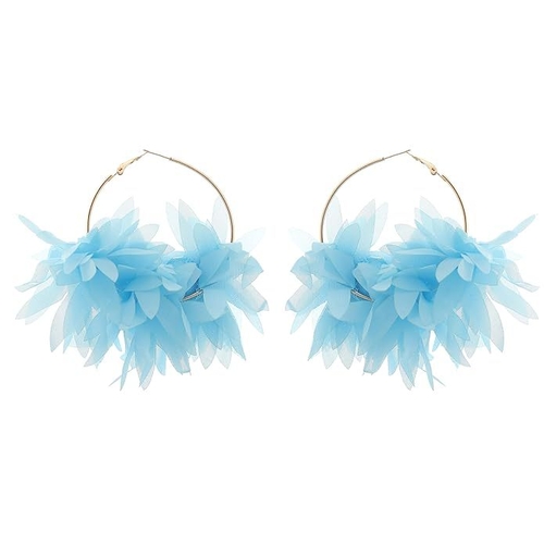 Fabric Leaf Earrings Fabric Blue Drops & Danglers for women