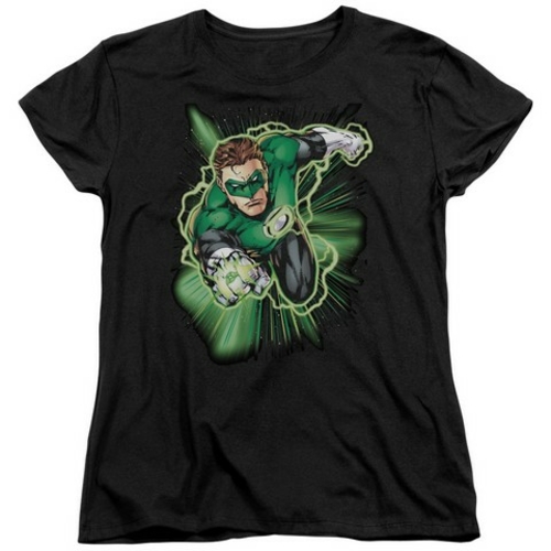 Trevco Jla-Green Lantern Energy Short Sleeve Womens Tee- Black - XL