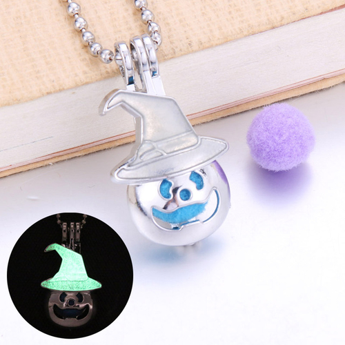 Pumpkin Aroma Diffuser Necklace Lockets Glowing in