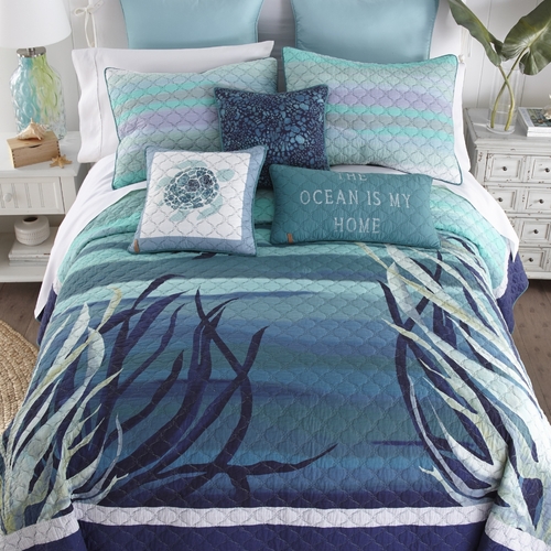 American Heritage Textiles Z87004 68 x 90 in. Summer Surf 2 Piece Cott