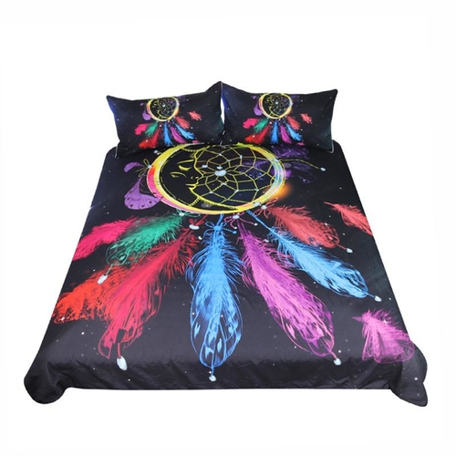 Dreamcatcher Bedding Set Queen Colorful Feathers