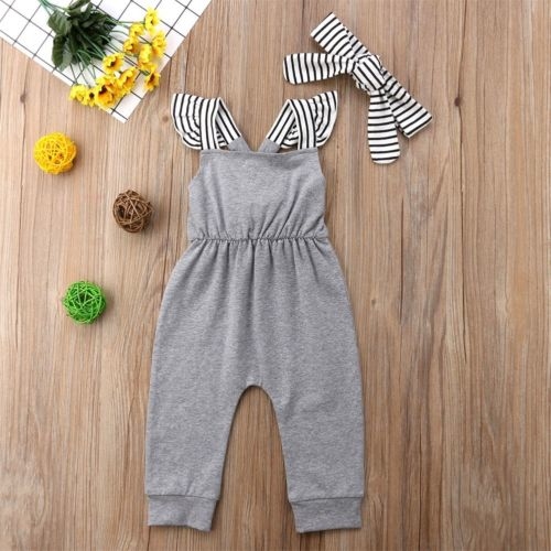 Newborn Infant Baby Girl Romper Jumpsuit Headband