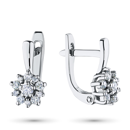 Sterling Silver Earrings with 22 Round-Cut Lab-Created Diamonds 0.46