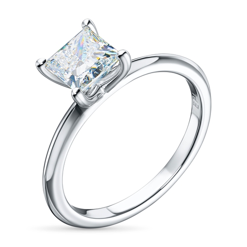 14K White Gold Ring with 1 Princess-Cut Lab-Created Diamond 1.035