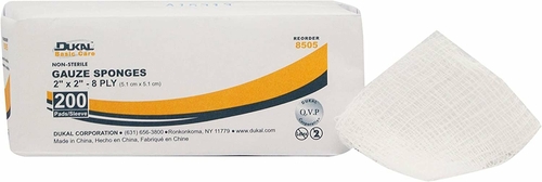 Dukal Gauze Sponges 2" x 2". Case of 5000 8-ply Gauze Dressings for