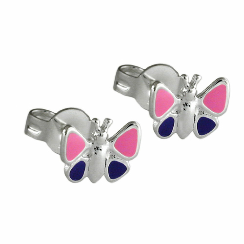 earrings purple butterflies silver 925