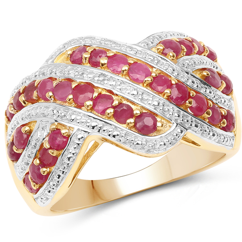 14K Yellow Gold Plated 1.35 Carat Genuine Ruby .925 Sterling Silver