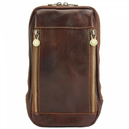 Italian Artisan 557-60003-Brown Mens Sling Bag in Vacchetta Leather&#4
