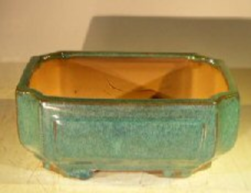 Green Ceramic Bonsai Pot - Rectangle Professional Series 8.25" x 6.5"