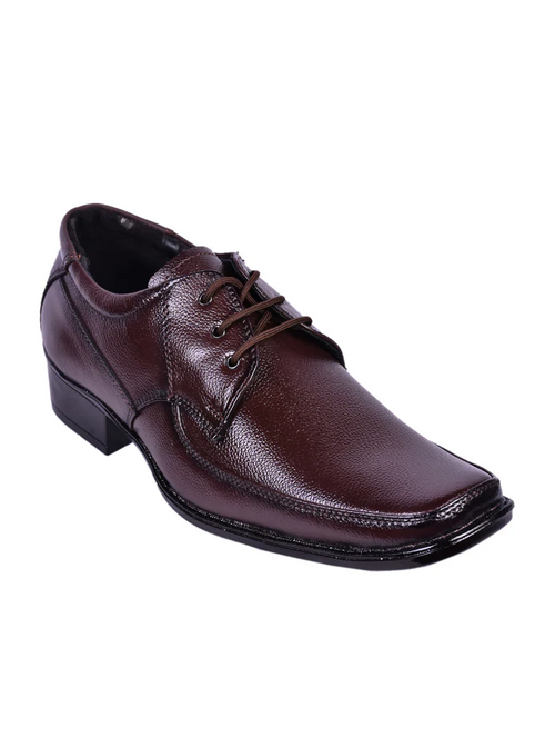 Brown Leather Lace-Up Derbys (Size-UK-7) (Color-BROWN)