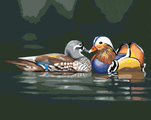 Zuty - Paint by Numbers - DUCKS IN LOVE IN THE WATER (D. RUSTY RUST),