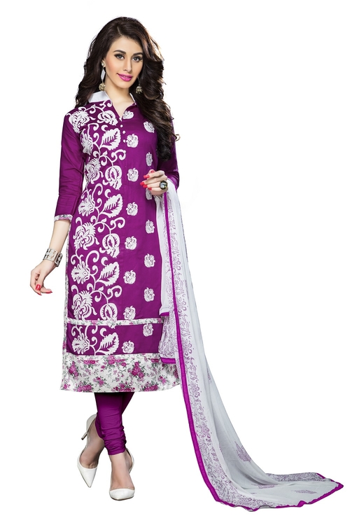 Womens Designer Purple Cotton Partywear Salwar