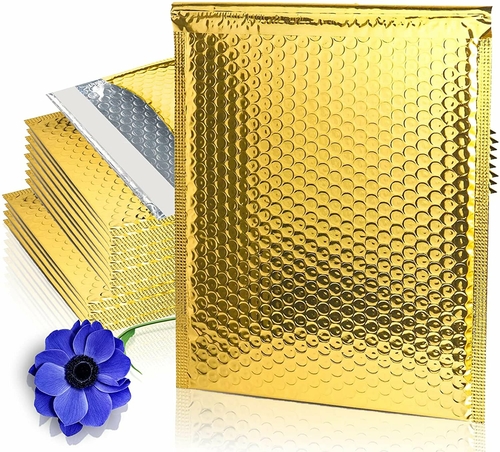 10 Pack Gold Metallic Bubble Mailers 8.5" x 11" Heavy Style Cushion