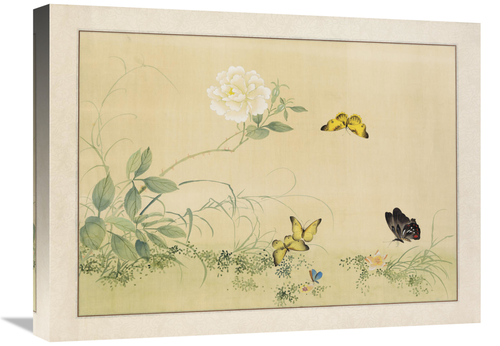 Global Gallery GCS-110335-1824-142 18 x 24 in. White Rose & Butterflie
