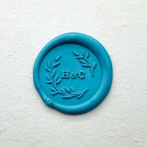 Custom Initials with Leaves Wax Seal Stamp - Wedding Initials Seal