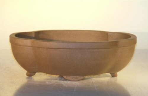 Tan Unglazed Ceramic Bonsai Pot - Oval10" x 7.875" x 3.125"