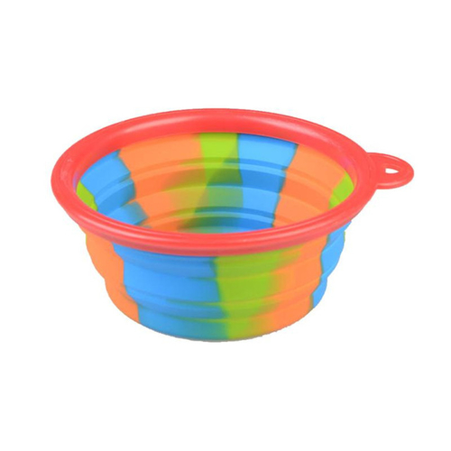 Colorful Camouflage Pet Dog Silicone Bowl Portable