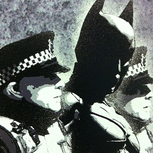 Banksy Batman and the Police Canvas Print or Poster