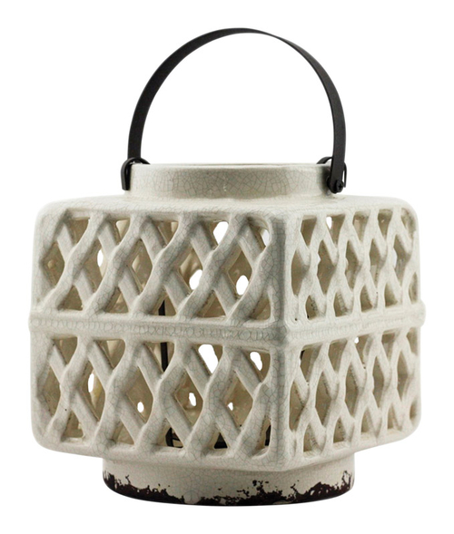 Patio Essentials 8015890 Flame Ceramic Chinese Lantern, Warm White