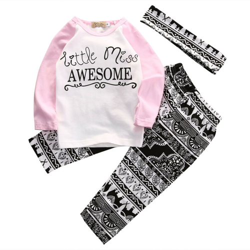 Toddler Kids Litter Miss AMESOME print Clothes