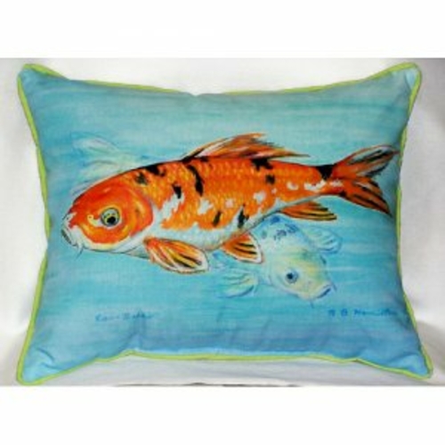 Betsy Drake ZP117 Koi Indoor & Outdoor Throw Pillow- 22 x 22 in.