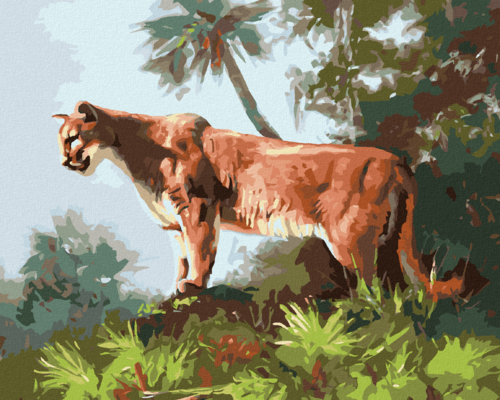 Zuty - Paint by Numbers - COUGAR IN THE JUNGLE (D. RUSTY RUST), 40x50