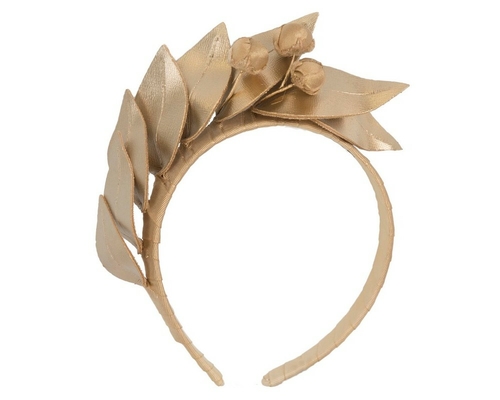 Gold sculptured leather headband racing fascinator