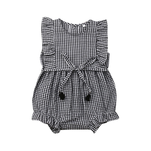 2019 Baby Girl Summer Plaids One piece Rompers