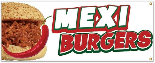 Main SignMission B-Mexi Burgers19 48 in. Mexi Burgers Banner with Concessio image
