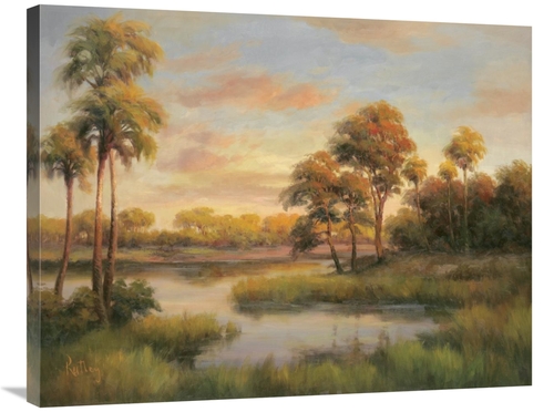 Global Gallery GCS-130700-2835-142 28 x 35 in. River Cove with Palms I