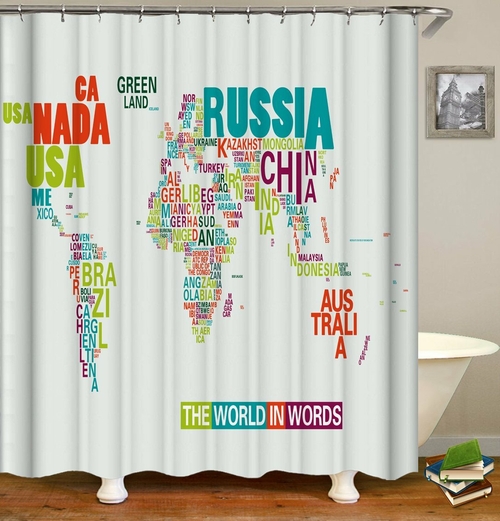 The World In Words Shower Curtain