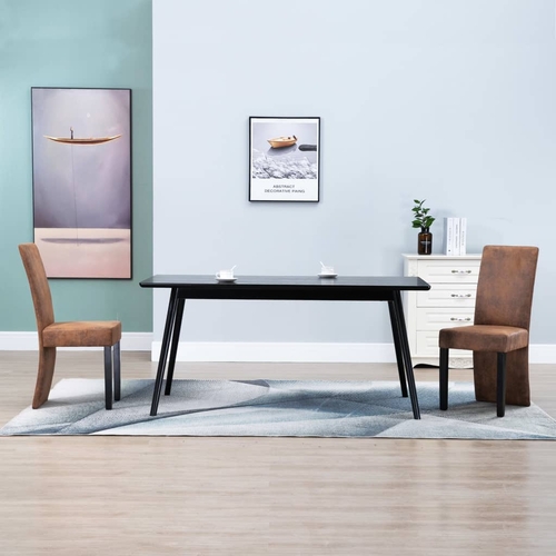 Dining Chairs 6 pcs Brown Faux Suede Leather