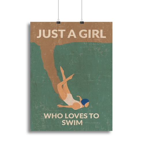 Just a Girl Who Loves To Swim green Canvas Print or Poster