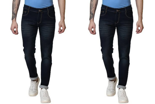 Mens Slim Mid Rise Jeans pack of 2 DARK BLUE 28