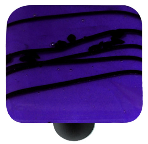 Hot Knobs HK3118-KB Mardi Gras Black with Cobalt Blue Square Glass Cab