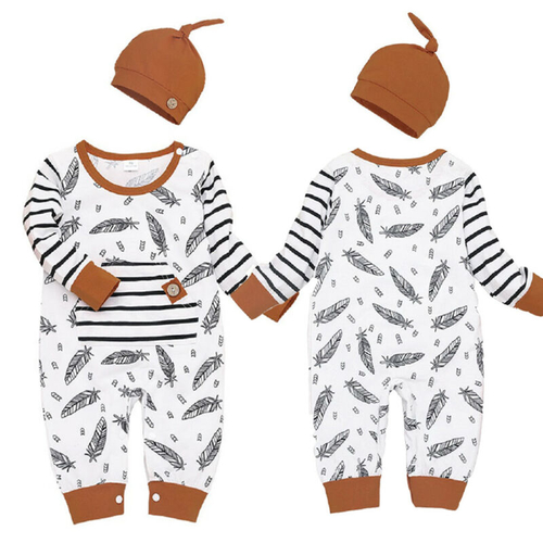 2Pcs Babies Long Sleeve One piece Romper Clothes