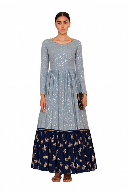 Women Embroidered Kurta Set with Dupatta – Party & Festive Wear-Blue
