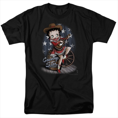 Boop-Country Star - Short Sleeve Adult 18-1 Tee, Black - Large