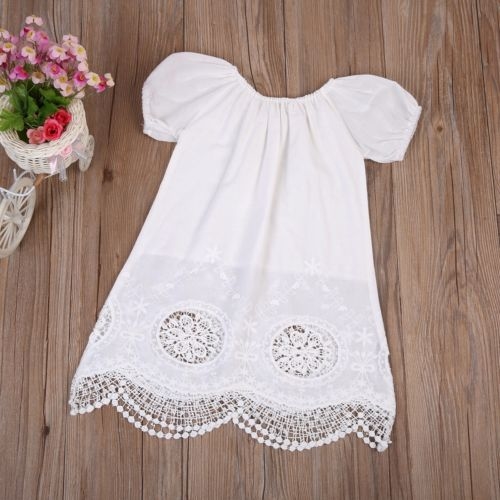Boutique Toddler Kids Baby Girls Lace Short Sleeve