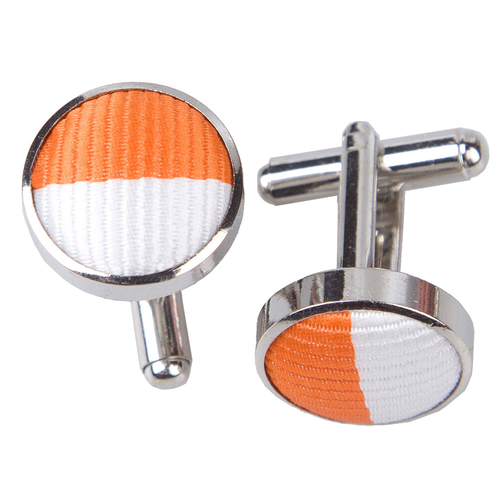 Striped Cufflinks - Orange & White